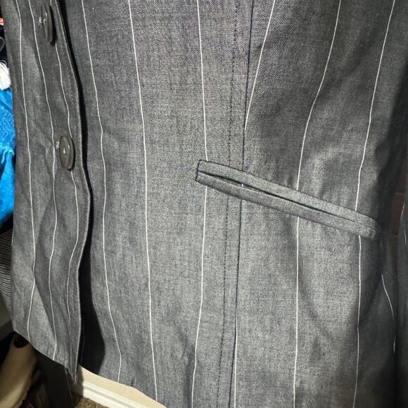 Vintage TALBOTS Jacket Blazer Mohair Wool Blend Gray Pinstripe 12P petite Japan - Picture 3 of 8